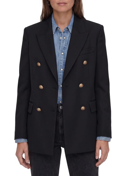 Sacou Double-Breasted Blazer In Wool Gabardine
