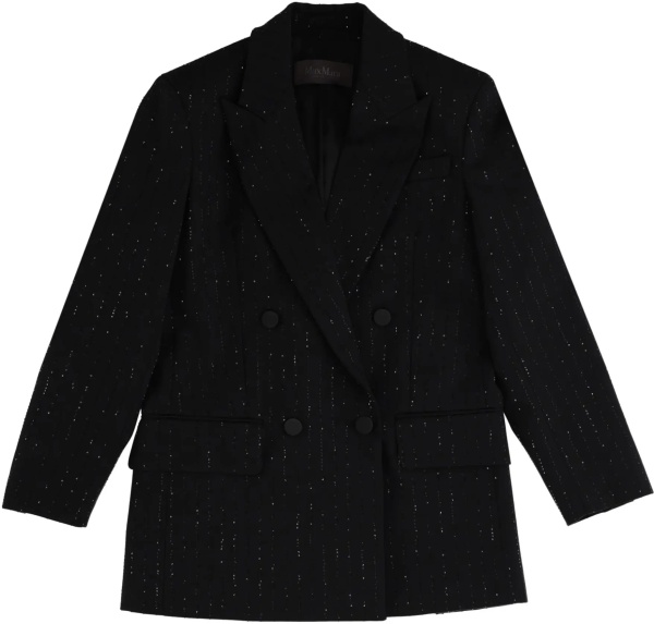 Sacou Double-Breasted Jacket With Rhinestone Details