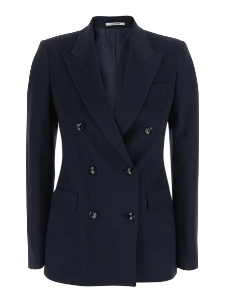 Sacou Jacket with essential line in blue Fabric for women