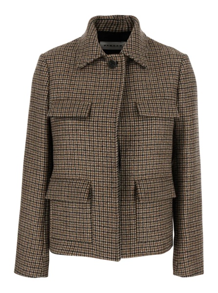 Sacou P.A.R.O.S.H. CHECK CROPPED BLAZER with elegant details in 100% beige wool women