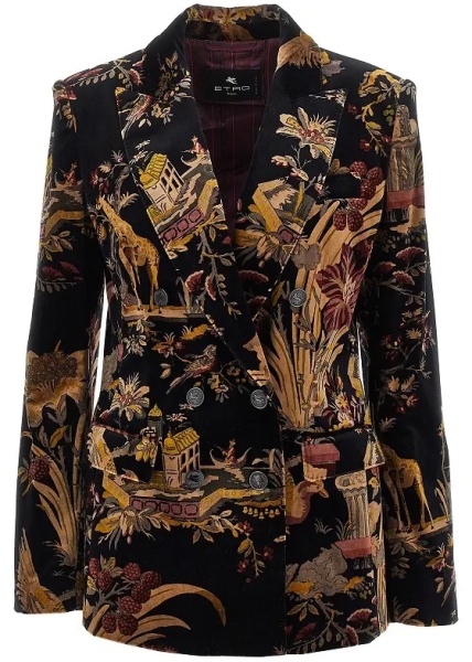 Sacou Paisley velvet double-breasted jacket