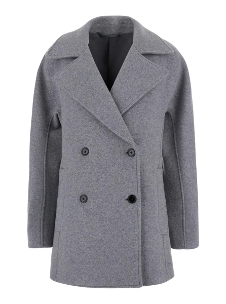 Sacou TOTÊME Gray Double-breasted Jacket with Notched Revers in Wool Blend Women