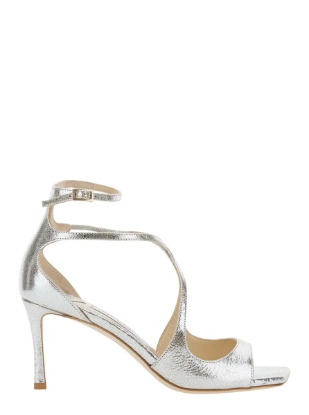 Sandale 'Azia' champagne Sandals with Shaped Straps in Glitter Leather for Women