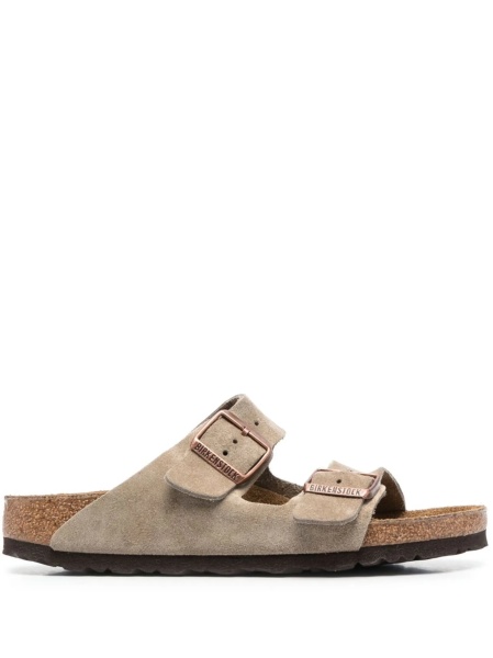 Sandale Birkenstock arizona neutre din piele intoarsa