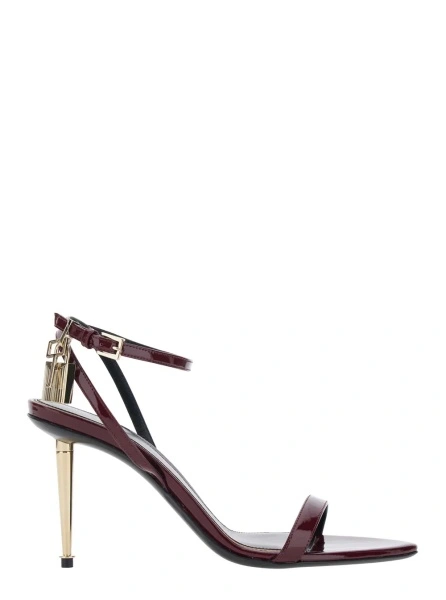 Sandale Bordeaux Sandals with High Stiletto Heel and Adjustable Ankle Strap Closure in Leather for Women