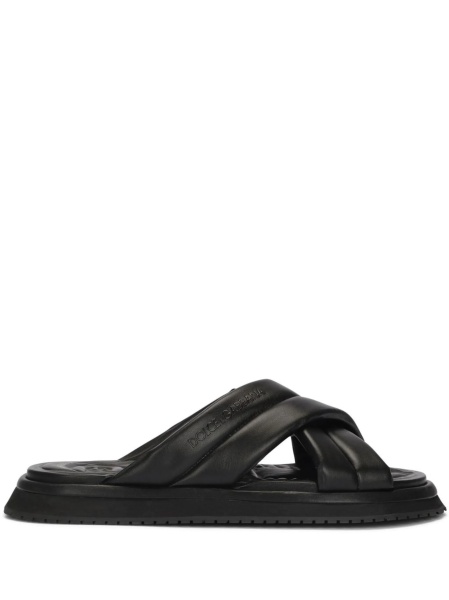 Sandale Dolce & Gabbana negre din bumbac si polyester