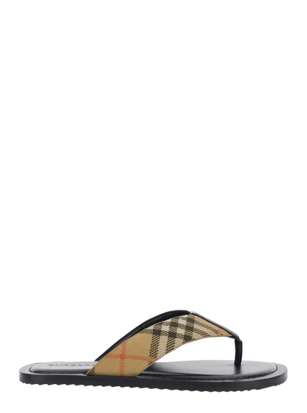 Sandale Flip Flops 'Check' with Check Motif in Tech Fabric Beige Men