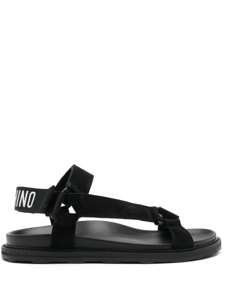 Sandale Moschino negre din piele intoarsa