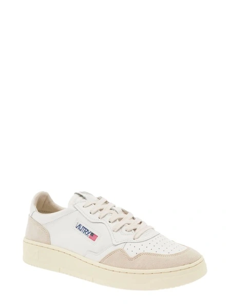 Sneakers AUTRY albi din piele si piele intoarsa 'Medalist'