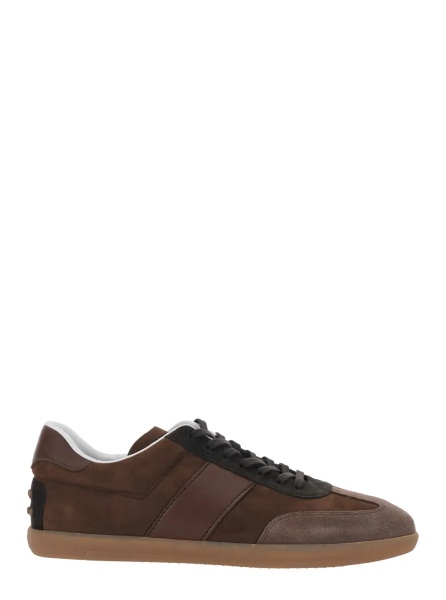 Sneakers Brown Low Top Sneaker with Logo on Tongue and Inserts Design in Suede Man