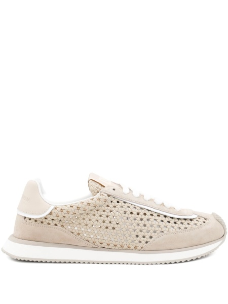 Sneakers Dolce & Gabbana neutri din bumbac si piele intoarsa