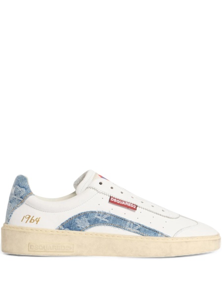 Sneakers DSQUARED2 albi din material textil si piele