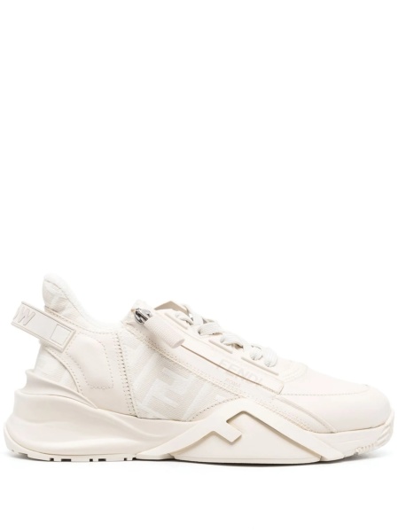 Sneakers Fendi neutri din material textil si piele