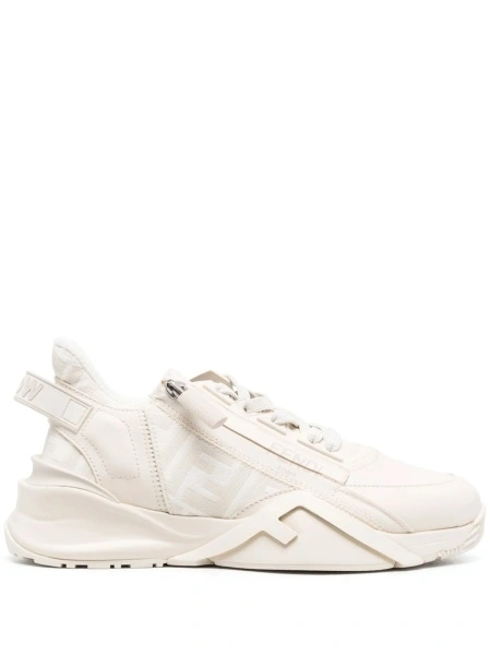 Sneakers Fendi neutri din material textil si piele