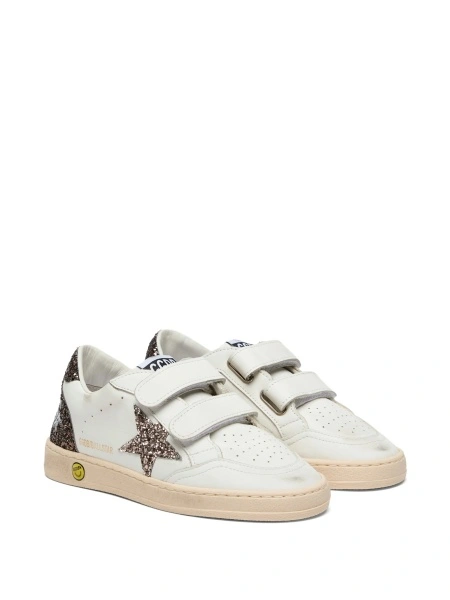 Sneakers Golden Goose albi din slipici si piele
