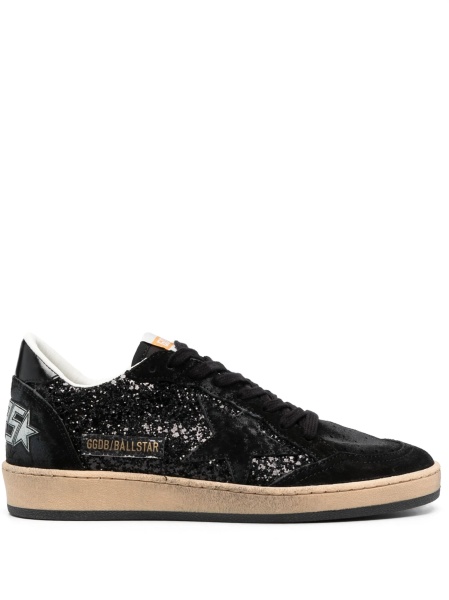 Sneakers Golden Goose ball star negri din cauciuc si piele intoarsa