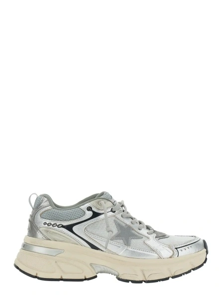 Sneakers Golden Goose gri din piele si material textil