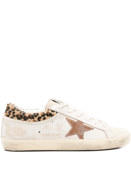 Sneakers Golden Goose star neutri din piele si par de vitel