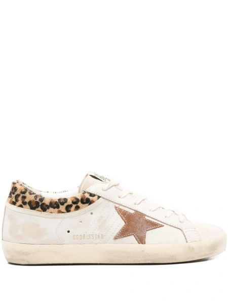 Sneakers Golden Goose star neutri din piele si par de vitel