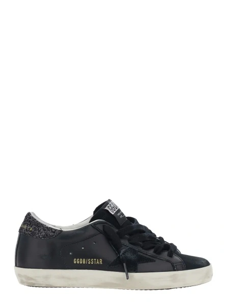 Sneakers Golden Goose 'Superstar' negri din piele si piele intoarsa