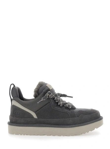 Sneakers Gray Low Top Sneaker with Logo Patch on the Tongue in Suede and Fabric Men
