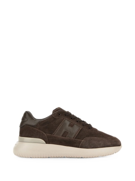 Sneakers Hogan interactive maro din piele intoarsa si piele