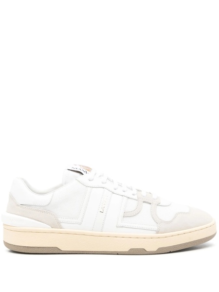 Sneakers Lanvin albi din material textil si piele