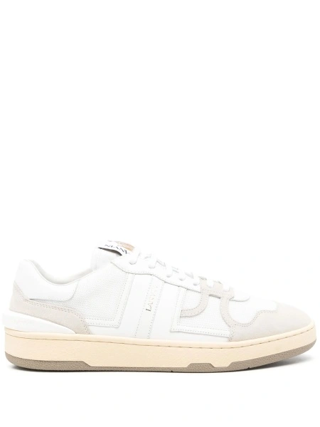 Sneakers Lanvin albi din material textil si piele