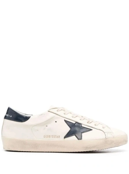Sneakers Low Sneakers 'Super-Star' with Embossed Logo and Contrast Pull-tab in White Leather for Men