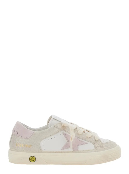 Sneakers 'May' White Low Top Sneakers with Logo on the Tongue and Star Shaped Detail on the Side in Leather Girl