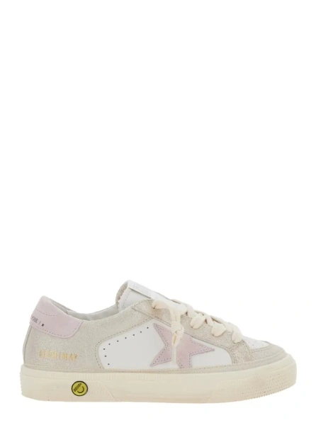 Sneakers 'May' White Low Top Sneakers with Logo on the Tongue and Star Shaped Detail on the Side in Leather Girl