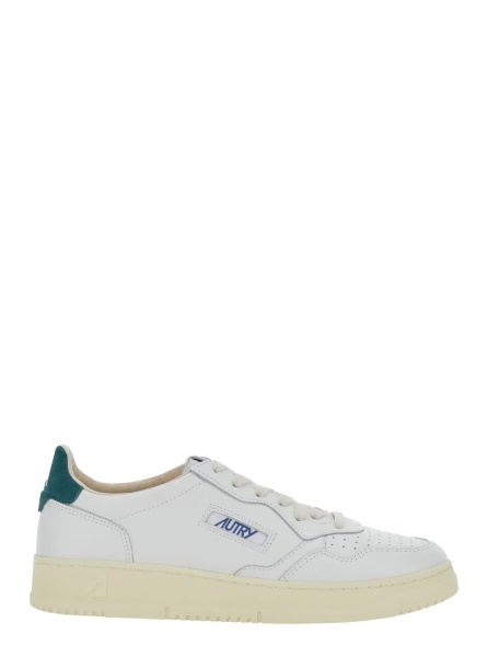Sneakers 'Medalist Low' White and Petrol Blue Sneakers with Contrast Heel and Logo in leather for Men