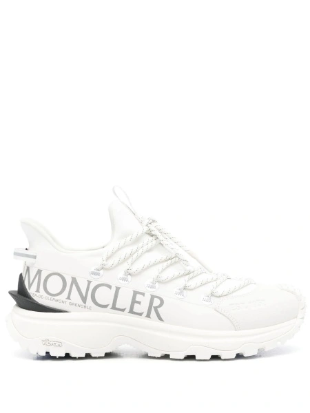 Sneakers Moncler albi din material textil si poliuretan