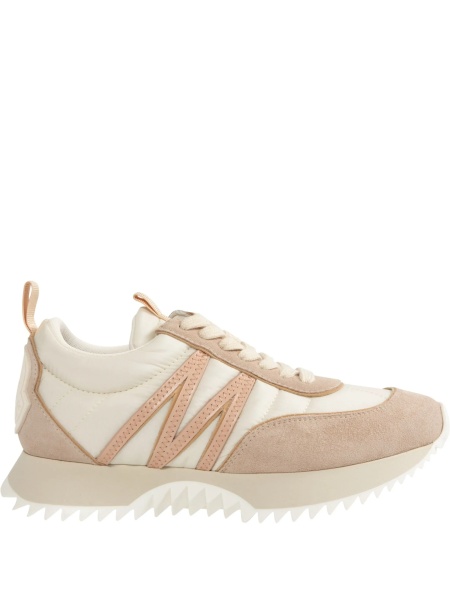 Sneakers Moncler albi din poliamida si piele intoarsa