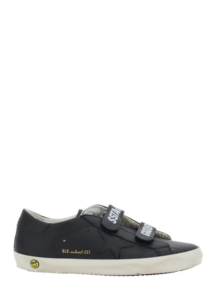 Sneakers 'Old School' Black Low Sneakers with Tone-on-Tone Star Patch in Leather Boy