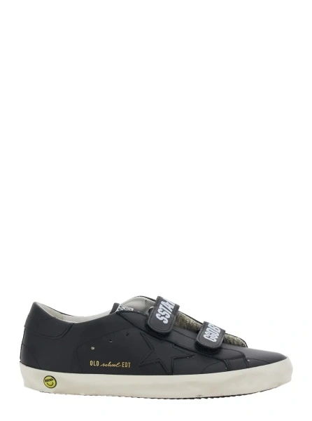 Sneakers 'Old School' Black Low Sneakers with Tone-on-Tone Star Patch in Leather Boy