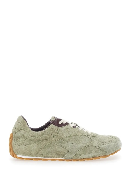 Sneakers 'Orbit' Khaki Sneakers with Logo Lettering on the Back in Suede for Women