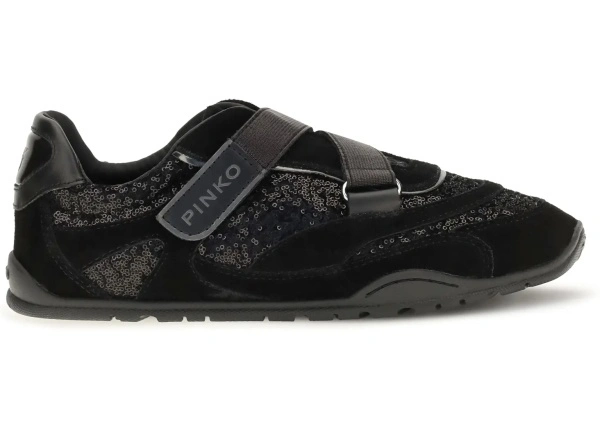 Sneakers Pinko negri din piele intoarsa