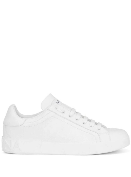 Sneakers 'Portofino New' White Low Top Sneakers with Contrasting Logo in Leather for Men