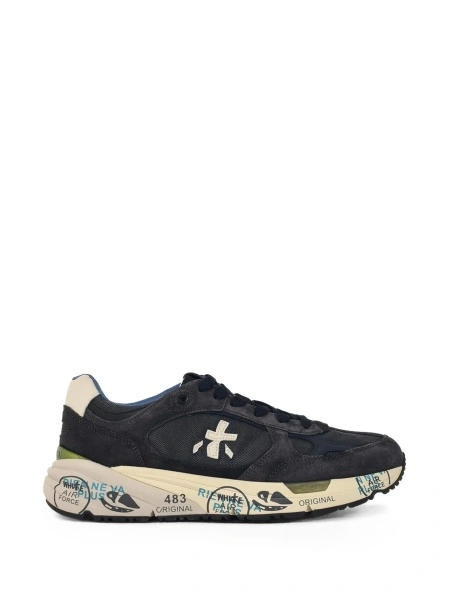 Sneakers Premiata albastri din piele si poliamida