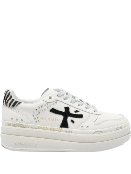 Sneakers Premiata albi din piele