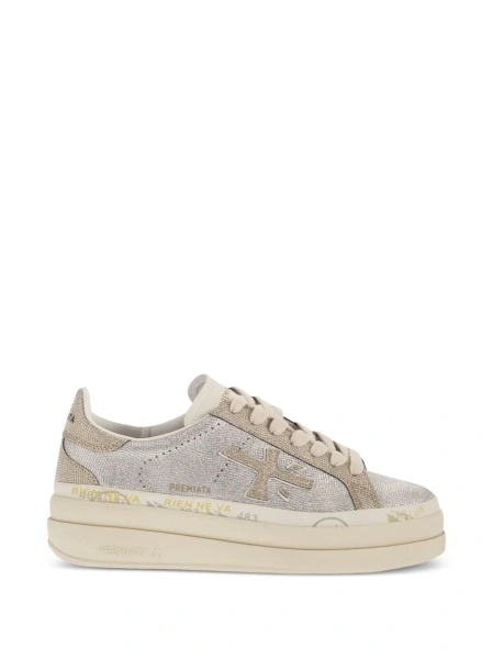 Sneakers Premiata argintii din nylon si poliuretan