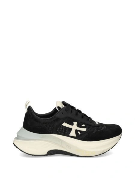 Sneakers Premiata negri din polyester si piele