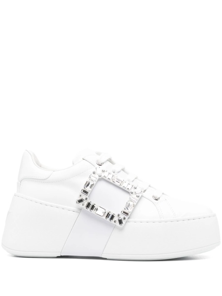 Sneakers Roger Vivier albi din piele si cauciuc