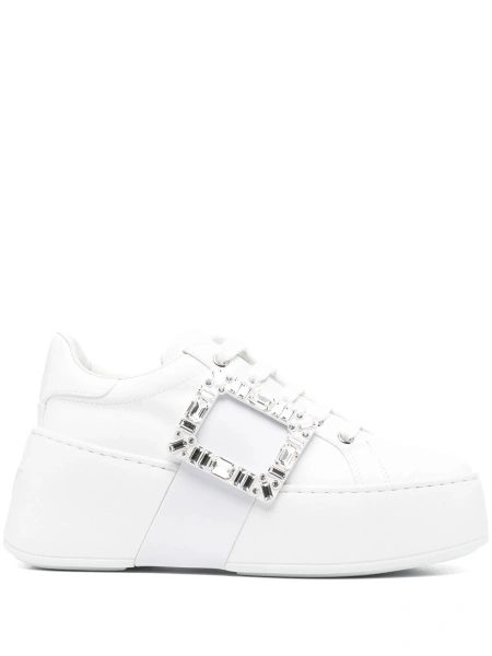 Sneakers Roger Vivier albi din piele si cauciuc