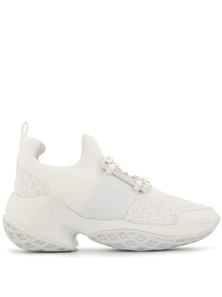 Sneakers Roger Vivier albi din piele si polyester