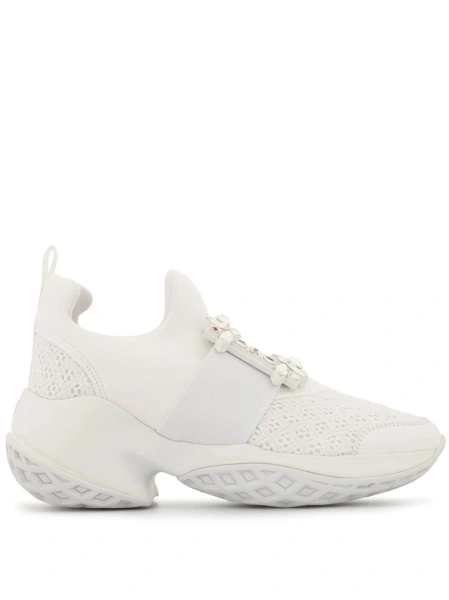 Sneakers Roger Vivier albi din piele si polyester