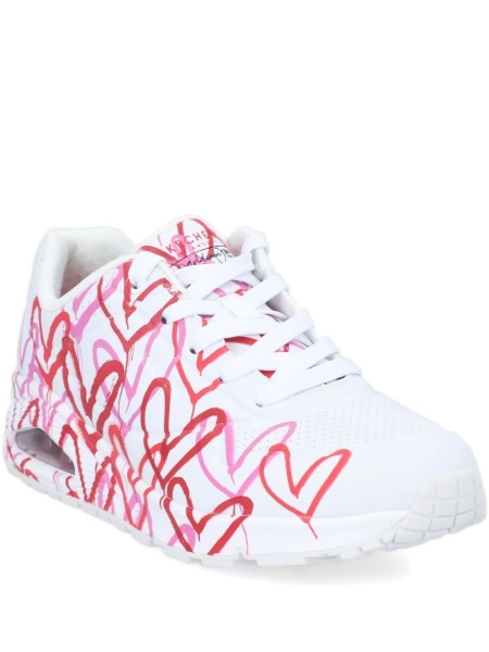 Sneakers SKECHERS albi din material textil si piele eco