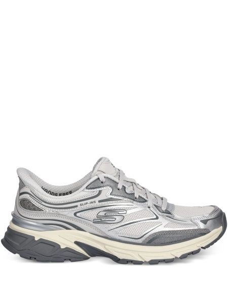 Sneakers SKECHERS gri din piele si plasa