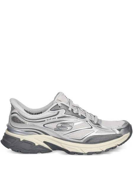 Sneakers SKECHERS gri din piele si plasa